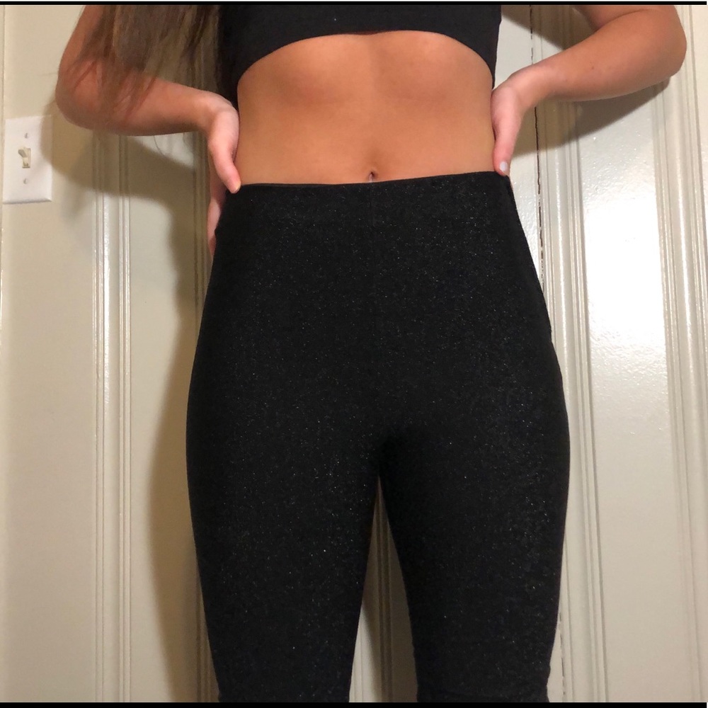 black sparkle pants/leggings